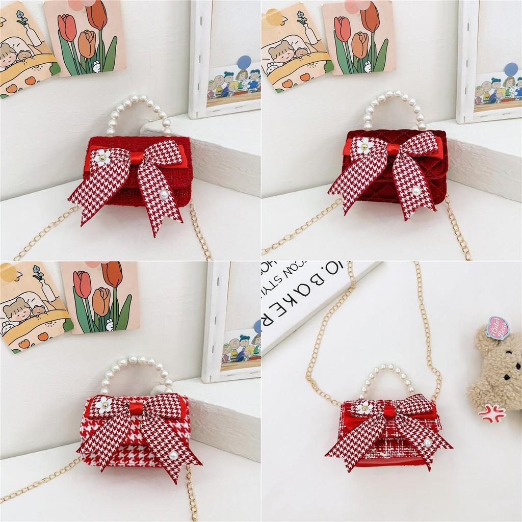 Knot Stylish Butterfly Girls Handbag Pearl Shoulder Bag For Children With Cute Design