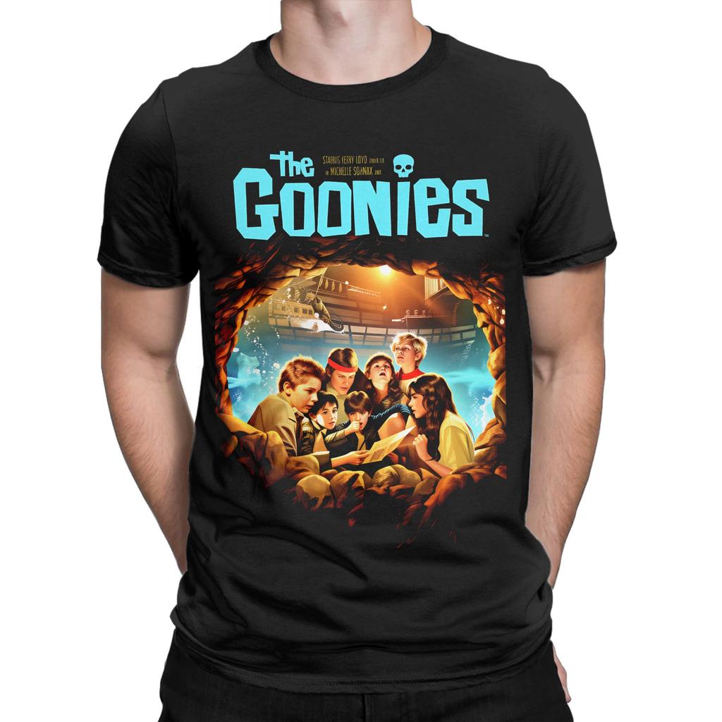 Футболка из чистого хлопка The Goonies Never Say Die для мужчин Пляжная С круглым вырезом Модная футболка Свободного кроя Повседневная одежда