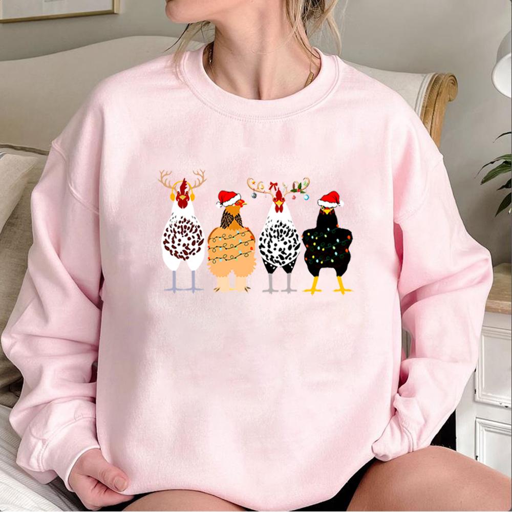Funny Chickens Sweatshirt Christmas Chickens Sweater Funny Animal Shirt Cute Farmer Hoodies Christmas Country Shirts Farm Gift