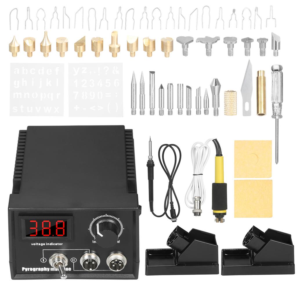 60W 220V 55-Piece Woodburner Pyrography Wood Leather Burning Tool Kit Adjustable Temperature 32 Fahrenheit  To