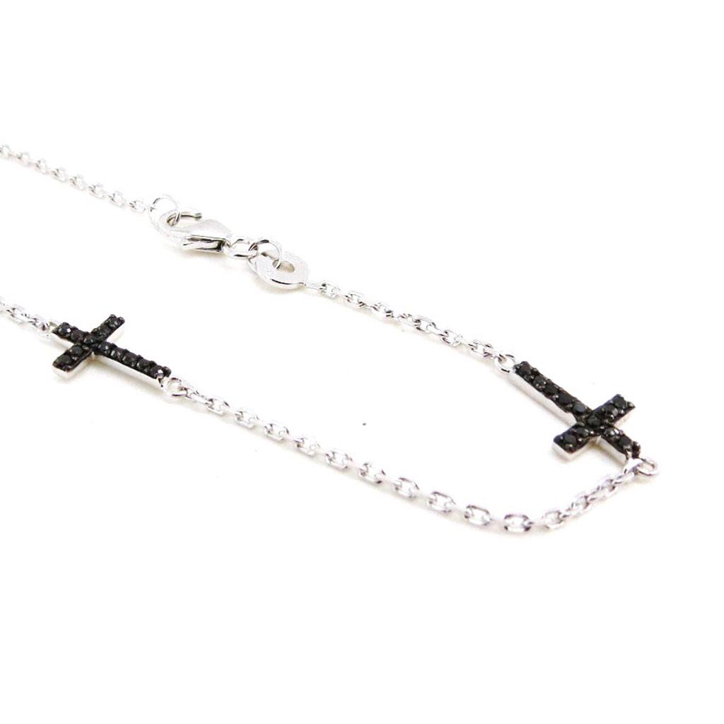 Les Trésors De Lily [I9801] - Серебряный браслет "Крест" черное серебро (родиевое покрытие) - 12х8 мм