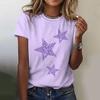 Summer Women Star 3D Print T-shirt O-Neck Casual T Shirts Harajuku Streetwear Short Sleeve Tee Oversized Y2k Top Female Clothing