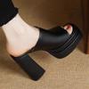 2024 Women's Black Heels Muffins Shoe Comfort Platform Summer Shoes Clogs Wedge Roman Sandals Suit Female Gladiator Black Girls