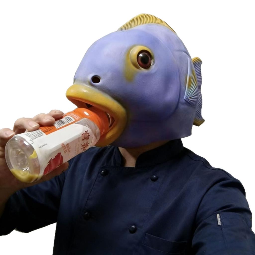 Halloween Cute Animal Latex Fish Head Mask Tropical Fish Headgear Funny Party Costume Props