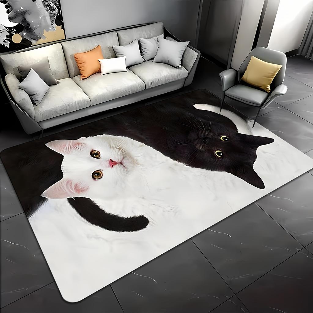 1 шт., милый напольный коврик с рисунком кошки, современный кухонный полиэстеровый ковер, нескользящий, цветной, для дома, ванной комнаты, спальни, гостиной, декора