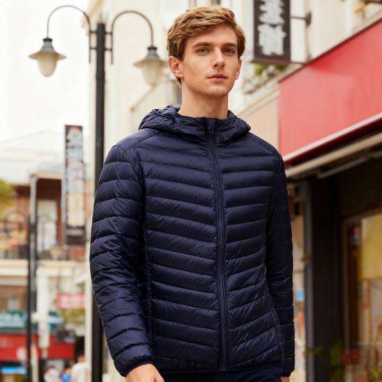 Мужское пуховое пальто с капюшоном, легкая теплая зимняя куртка, длинный рукав, застежка на молнии, ветрозащитная, для холодной погоды, верхняя одежда
