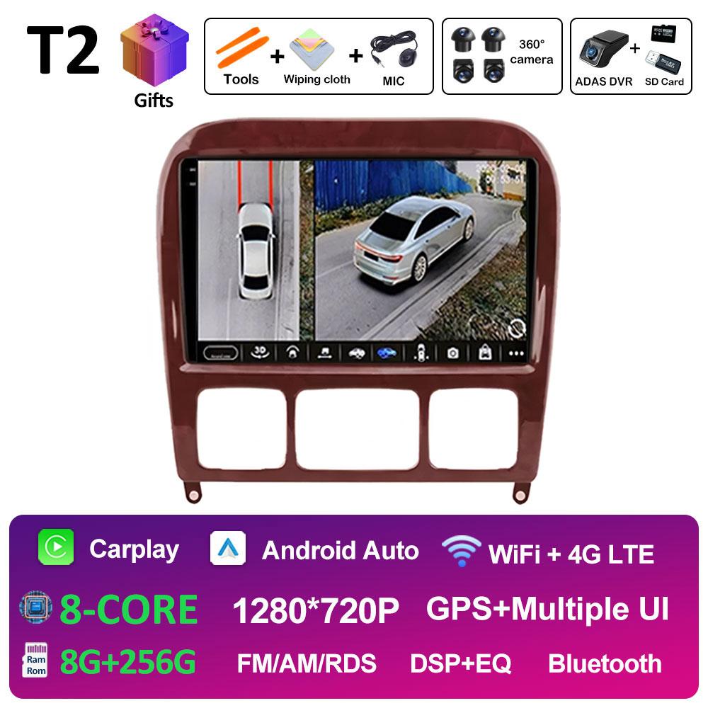 9-дюймовый Android 14 для Mercedes Benz S Class W220 S280 S320 S350 S400 S430 S500 S600 AMG 1998 - 2002 2003 2004 2005 Головное устройство BT