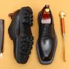 Туфли на платформе из кожи Мужские дерби Деловые повседневные кожаные туфли в британском ретро стиле с квадратной головкой