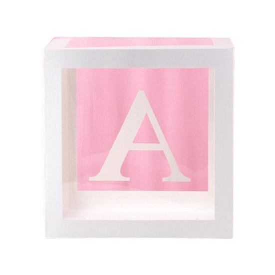 Balloon Box Reusable Clear Paper Box with Letter Stackable DIY Assembly 25 X 25cm Cube Box for Graduation Wedding Birthday Party Decor