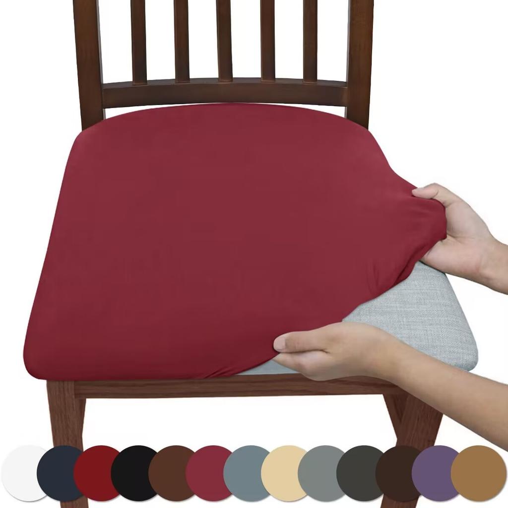 Velvet Spandex Dining Room Chair Seat Covers Removable Washable Elastic Cushion Covers For Upholstered Dining Chair