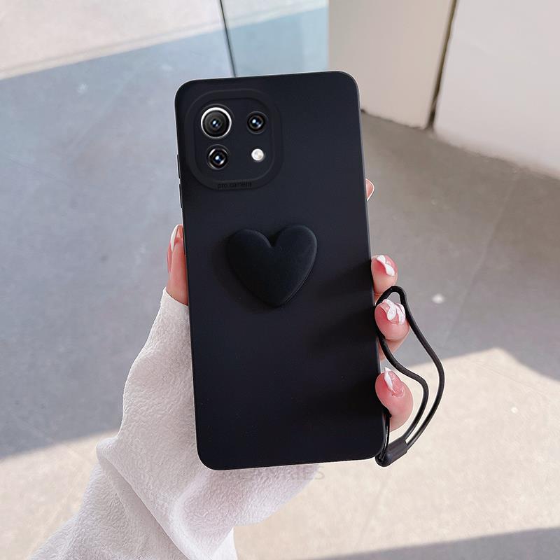 Силиконовый чехол Mi11lite Love Heart Lanyard для Xiaomi Mi 11 Lite 5g Ne 12 12s Pro Mi12lite 10t 11t 11lite Camera Cover POCO X3 X4 M3 M4 Case