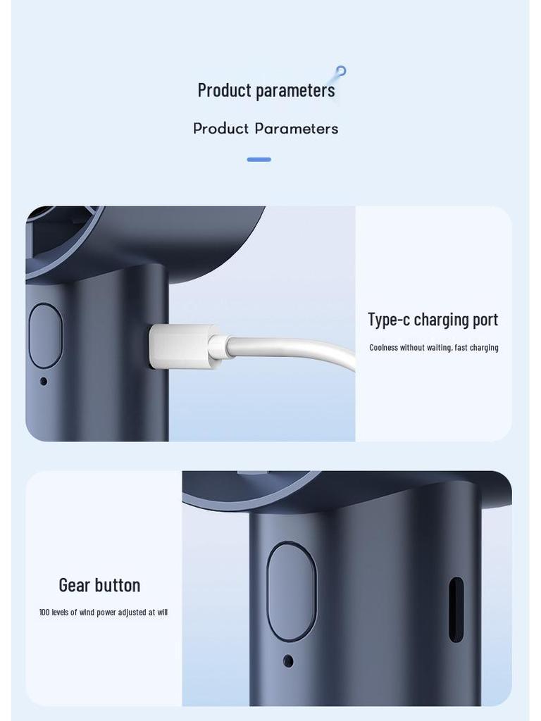 Portable USB Rechargeable Mini Handheld Fan with Strong Wind Power for Students