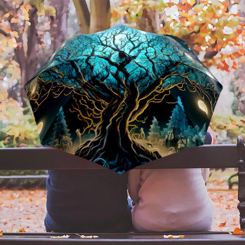 Tree of Life 5 Printed umbrella windproof folding umbrella portable sun and rain umbrella suitable for gifting