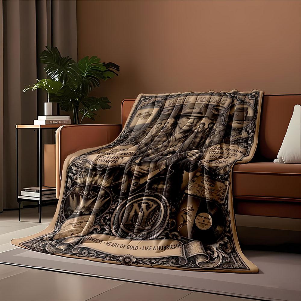 Neil Young Vintage Blanket for all seasons blanket lunch break throw gift