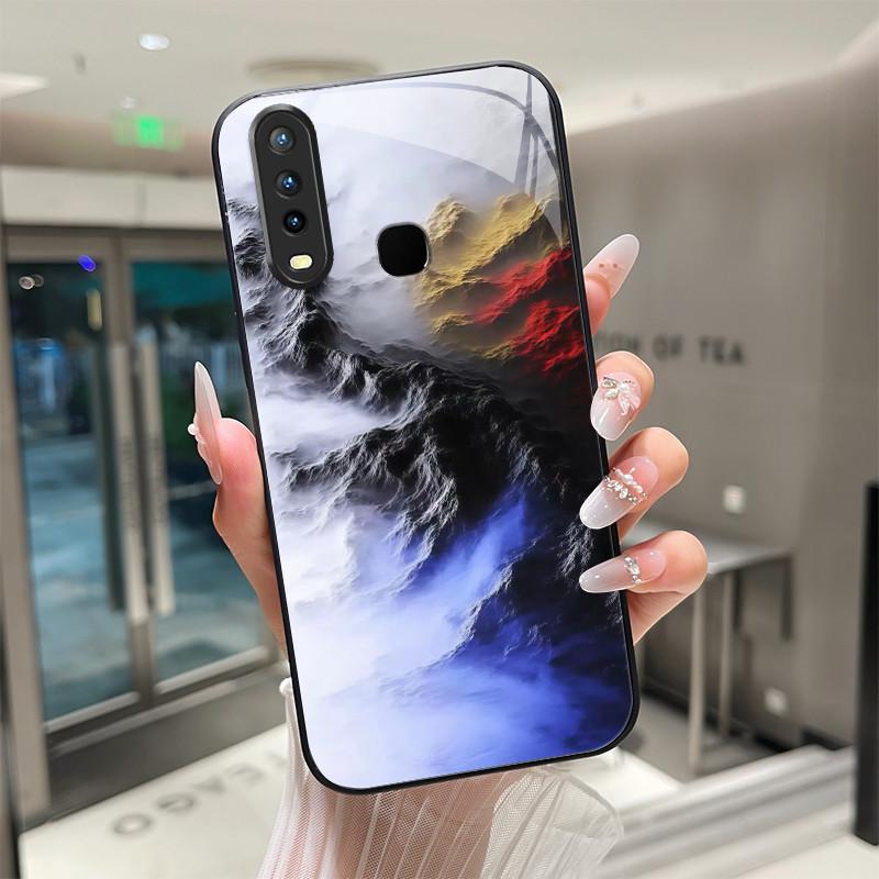 Красивый Цветок Милые Кошки Чехол Для Vivo Y11 2019 1906 Y12 Y17 Y15 Y19 Закаленное Стекло Чехол Для Телефона Защитная Крышка Жесткий Корпус