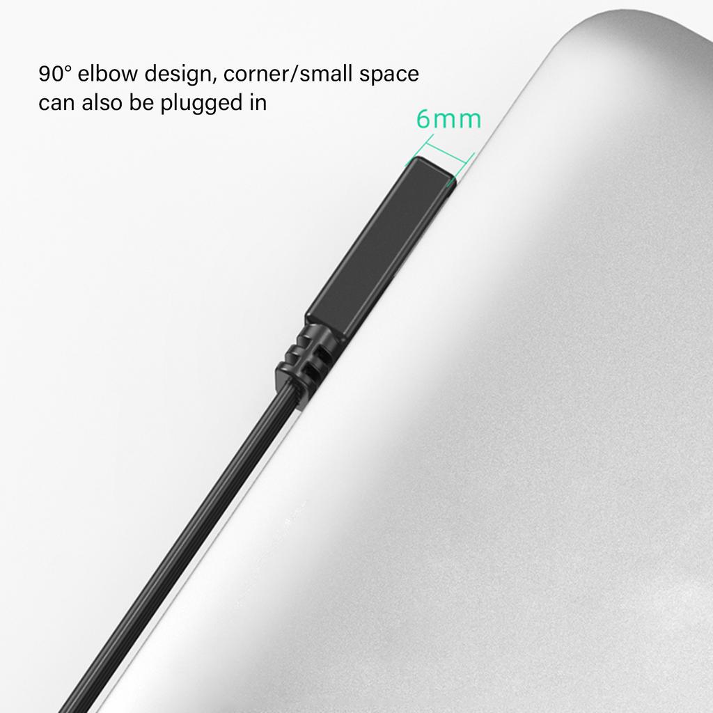 Кабель передачи данных USB 2.0 - Type C, 2 А, быстрая зарядка, скорость передачи данных 480 Мбит/с, плоский провод, колено 90 градусов для планшетов и телефонов