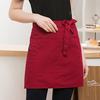 Unisex Waterproof Half Apron with Pocket Waitress Chef Waist Apron Resistant Restaurant Cafe Lace-up Short Apron