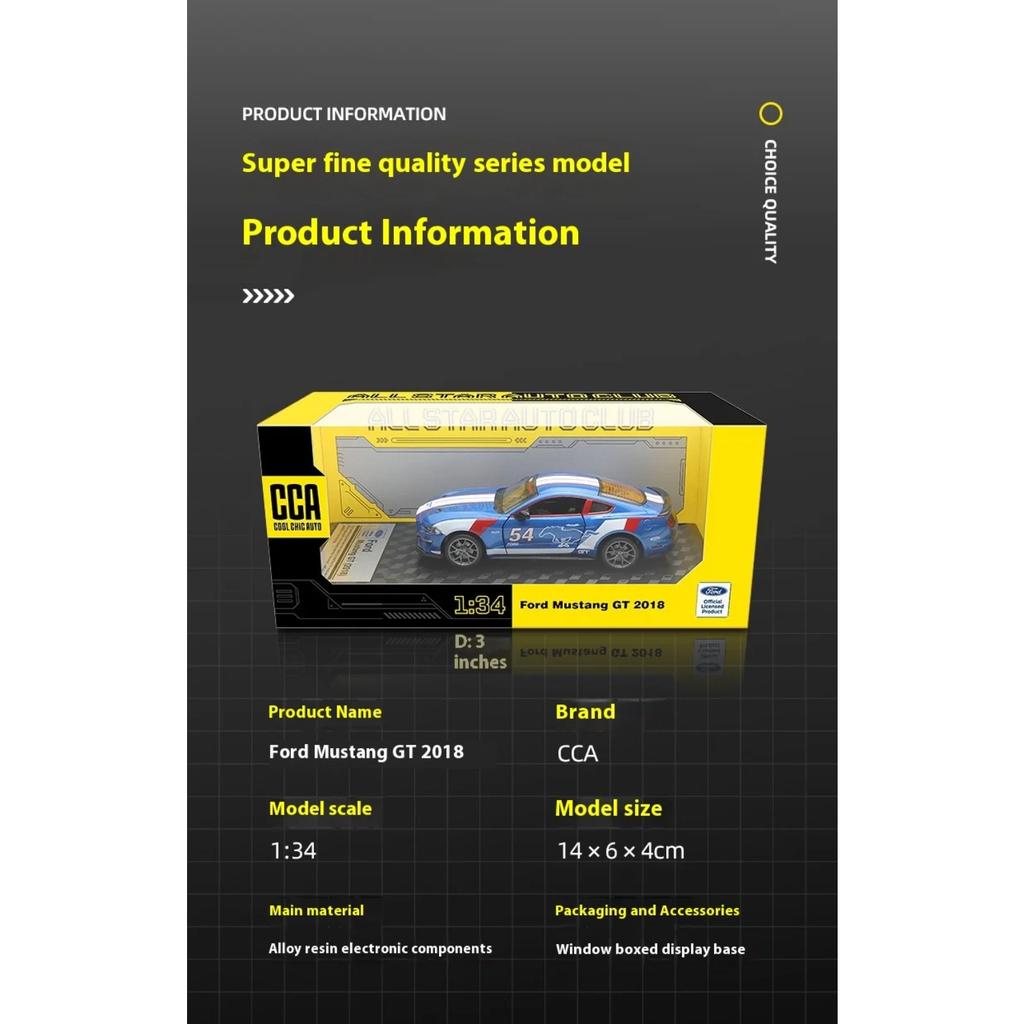 1/34 Ford Mustang GT 2018 Super Muscle Sports Series Alloy Diecast Metal Model Car Decorative Outdoor Collectibles Premium Gift