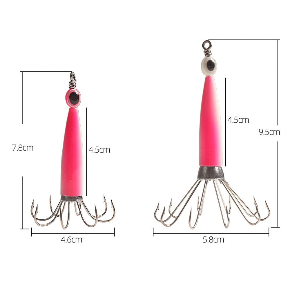 Luminous Jigs Angling Squid Hook with fish eyes Octopus Bait Fishing Tackle Wood Shrimp Lures