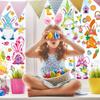 Whaline 18 Sheet Spring St. Patrick's Day Easter Window Clings Stickers Cute Gnome Window Decals Sunflower Bee Shamrock Easter Bunny Eggs Windows
