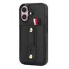 For iPhone 16 Case PU Leather+TPU Hidden Card Holder Drop-proof Phone Cover with Kickstand