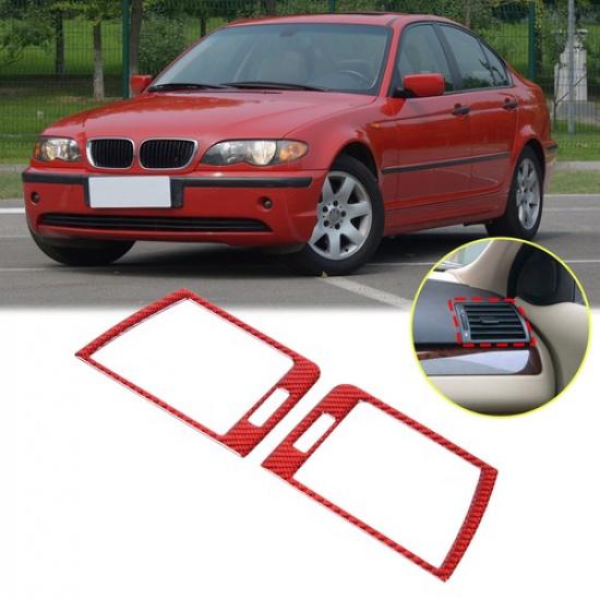 Red Carbon Fiber Dashboard Side Air Vent Outlet Trim For BMW 3 Series E46 98-05