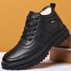 Мужские зимние теплые бархатные утолщенные хлопковые ботинки из натуральной кожи и шерсти, нескользящие, большого размера, хлопковые кожаные ботинки, кожаные ботинки средней высоты, тренд