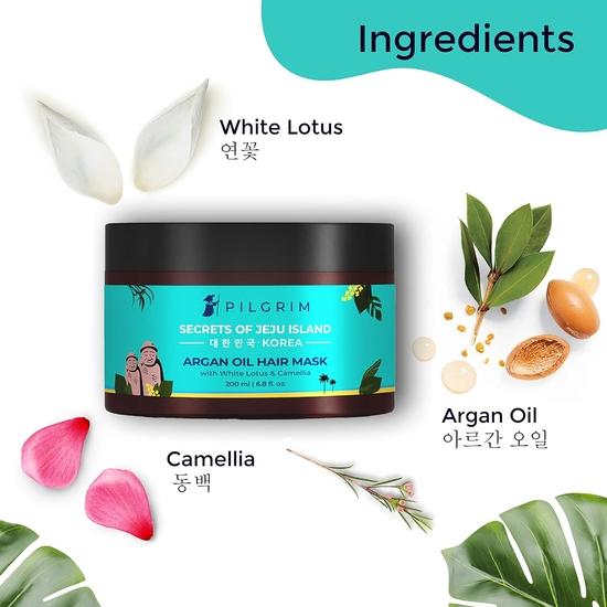 Корейский набор для ухода за здоровыми и блестящими волосами PILGRIM с джутовой сумкой | Шампунь без сульфатов 200 мл и маска для волос с аргановым маслом 200 г для нежного очищения