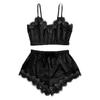 Women Sexy Lace Strappy Babydoll Lingerie Silk Satin Cami Top Shorts Nightwear Pyjama Set