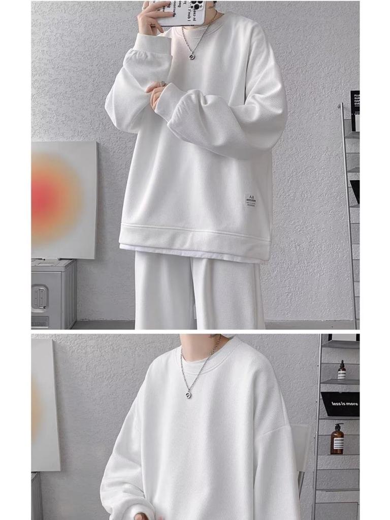 Мужской комплект из вафельной толстовки и спортивных штанов весна/осень - большой размер, молодежная спортивная одежда