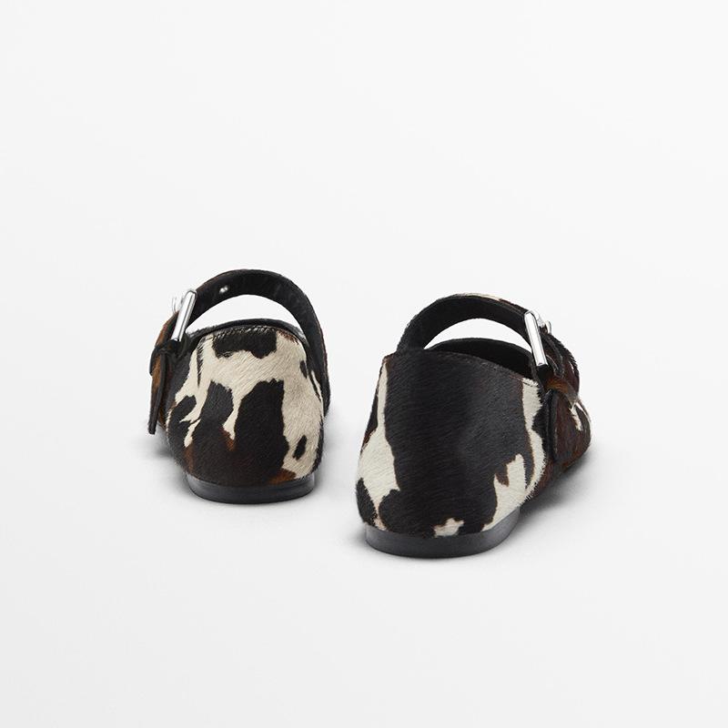 MD обувь новая кожаная обувь на плоской подошве леопардовый принт конский волос туфли Мэри Джейн удобная модная балетная обувь