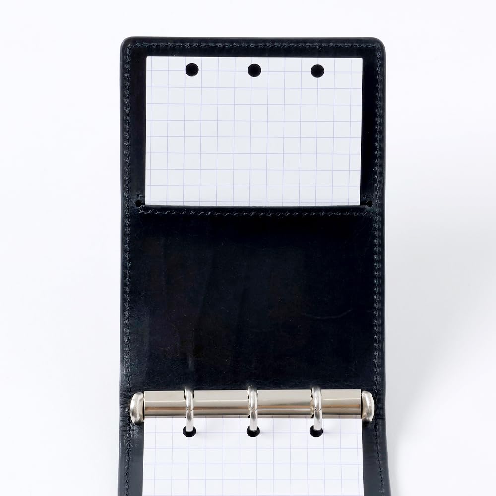 RHODIA Mini 3-Ring System Organizer (11x8cm, 11mm Ring Diameter, Cowhide Leather) Verli Black Cf11ogz04bk