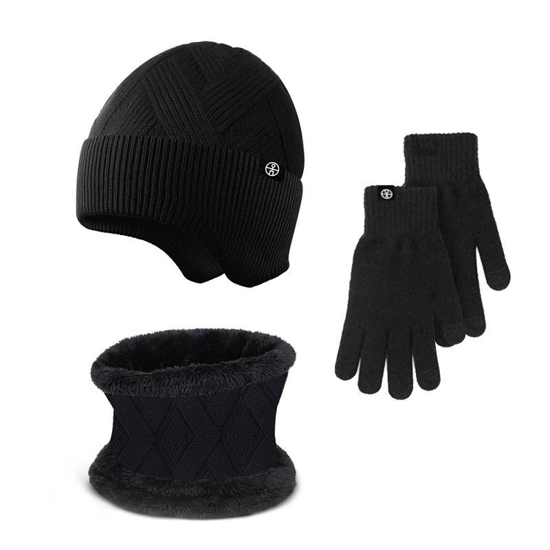 Autumn and Winter Men's Two Piece Men's Hat Neutral Warm Knitted Skull Wool Hat Soft Skiing