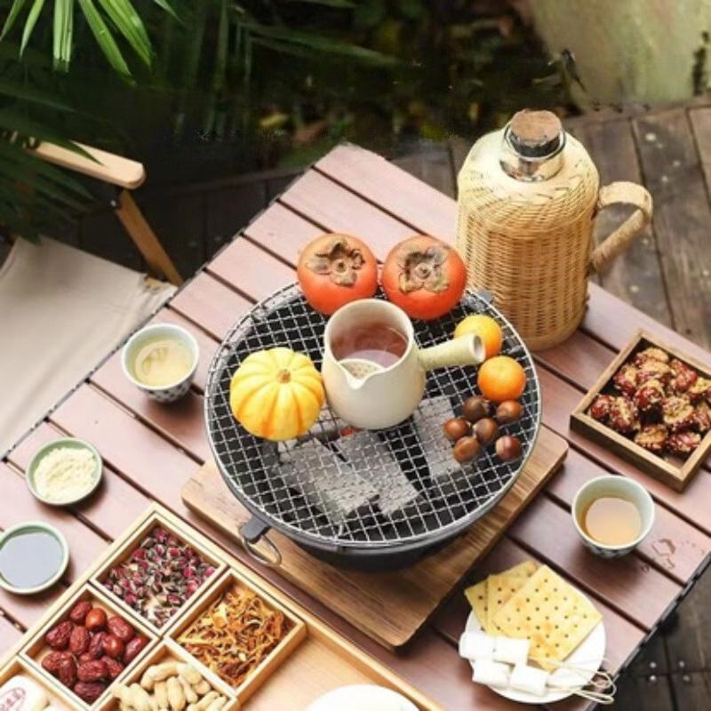 Чугунная угольная плита Плита для кипячения чая Вокруг плиты Плита для барбекю Угольный гриль для кипячения чая На открытом воздухе