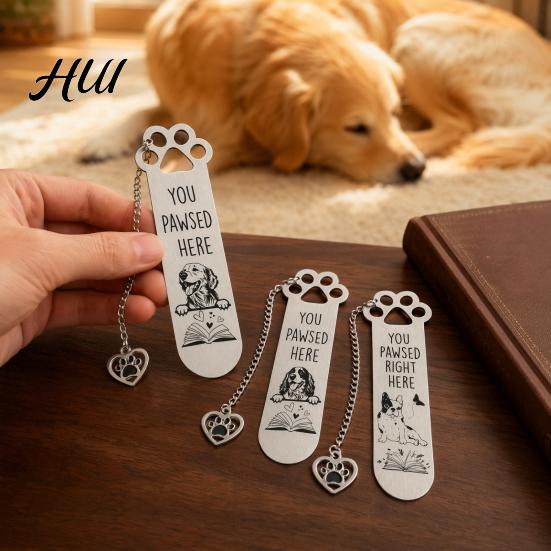 Lightweight Metal Bookmark Dog Paw Print Bookmark, Titanium Steel Page Marker with Cute Unique Pet Gift Design, for Readers, Lover Fun Design