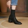 2024 New Retro Chelsea Short Boots Genuine Leather Square Heels Women Socks Ankle Boots Dancing Party Shoes Woman Platform Boots