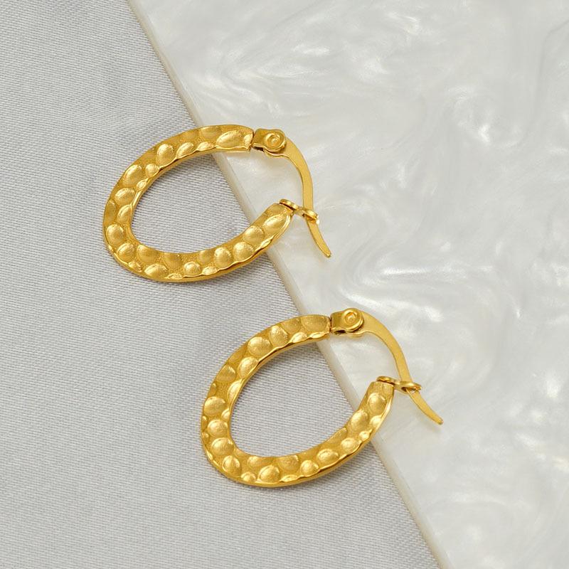 Новые модные серьги из нержавеющей стали, овальные, рельефные, классический дизайн, универсальные серьги, ювелирные изделия из титановой стали