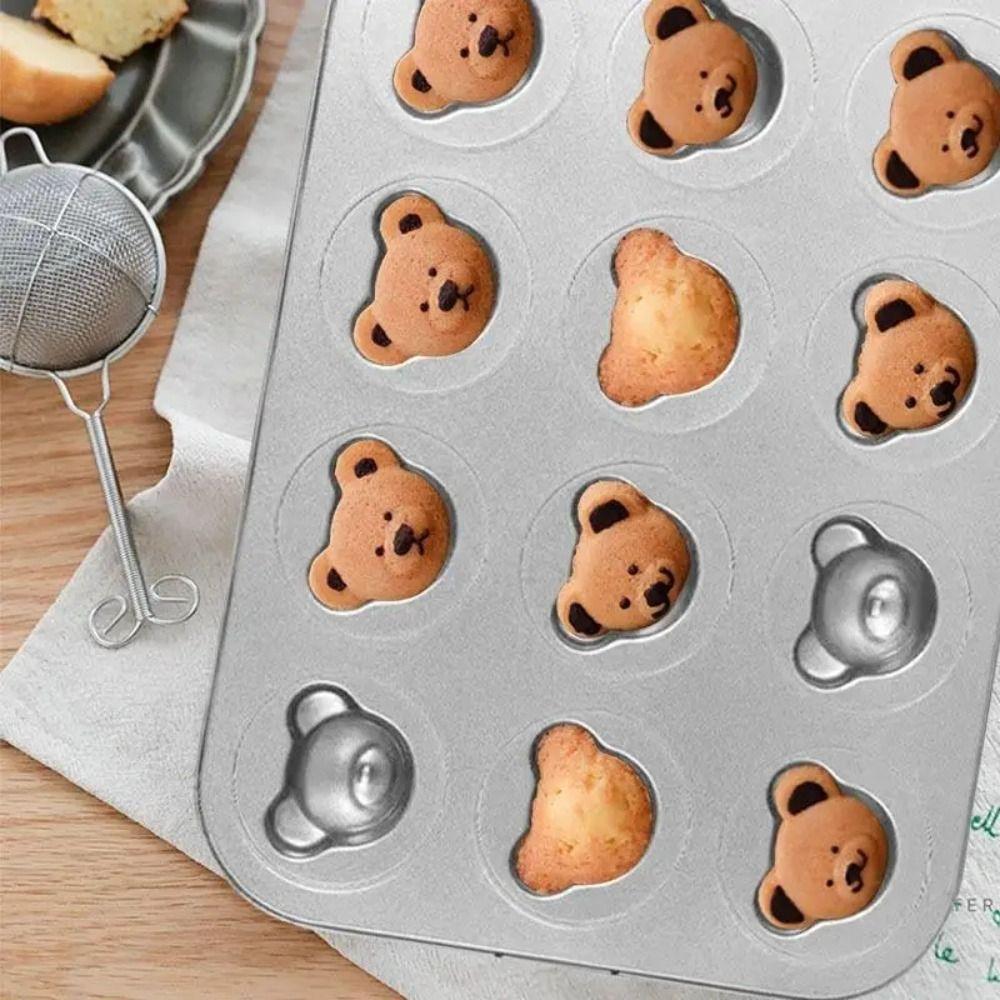 12 Cavity Bear Baking Mold Pan Carbon Steel Bear Madeline Baking Tray Muffin Cakes Mold Decoration