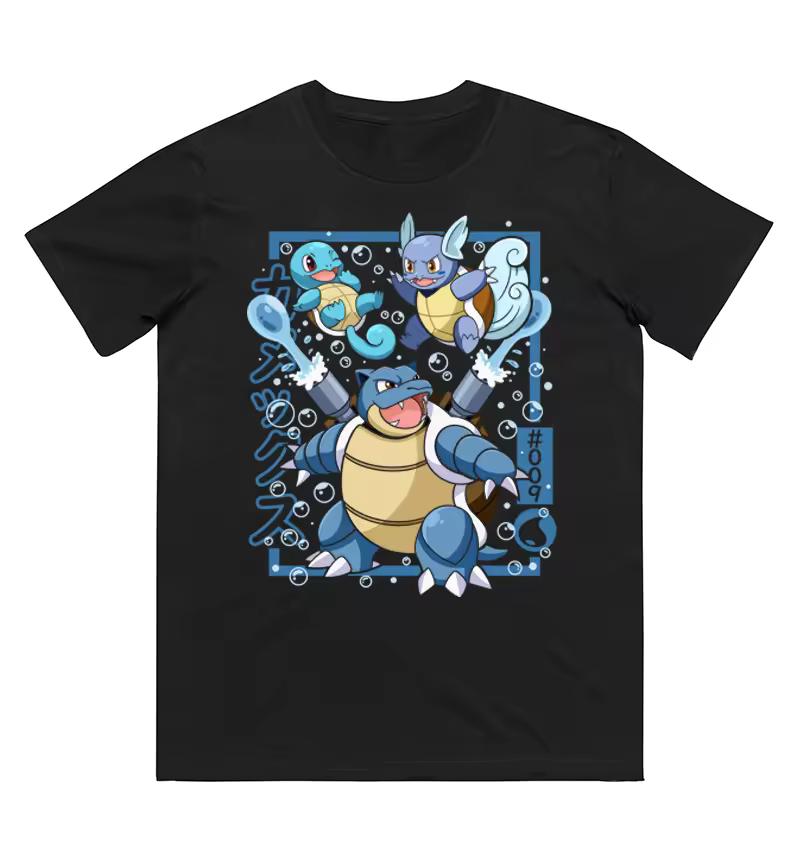 Pokémon Squirtle Evolution Printed T shirt Men's and Women's T shirt Men's Top Harajuku Y2K T shirt 2026 Summer New Streetwear
