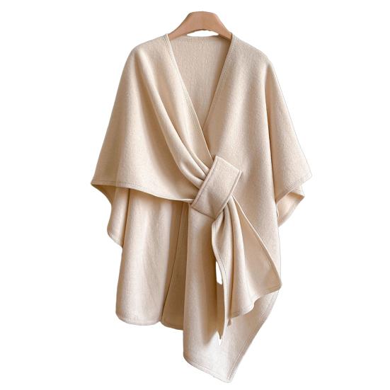 Women Draped Shawl Adjustable Crossover Front Lightweight Soft Warm Shawl Scarf Cape Cardigan Solid Color Knitting Shawl