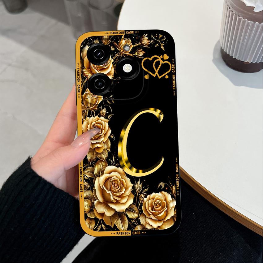 Чехол для телефона с начальными буквами A-Z для Tecno Spark 20 30 40 Pro Plus 20C 30C 40C Go 2024 2025 Бампер Матовый силиконовый Нескользящий Чехол для корпуса Tecno