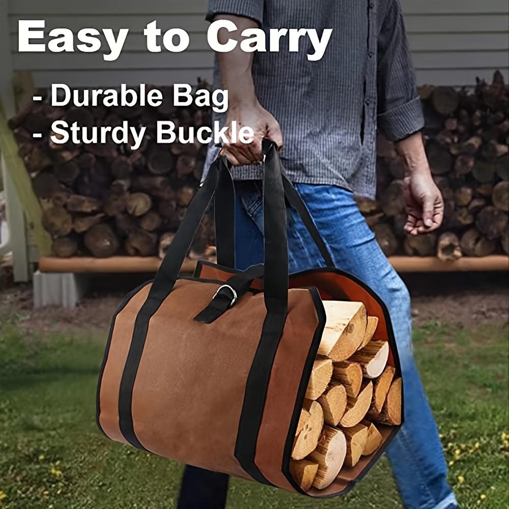 Heavy-Duty Firewood Carrier Bag, Durable Polyester Tote with Sturdy Handles for Camping & Outdoor. Easy Carry & Storage.