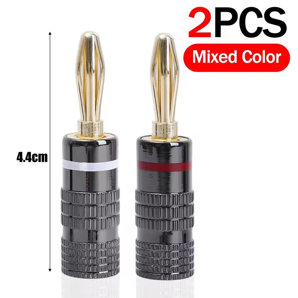 Universal Gold-plated Metal Banana Plugs Solder Free 4MM Banana Connector with Screw Lock For Audio Jack Speaker Amplifier PlugsGood product
