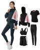 DawnRain Sportswear Set for and Perfect for the Gym and Fitness Women's 5-Piece Yoga, Training, Running,