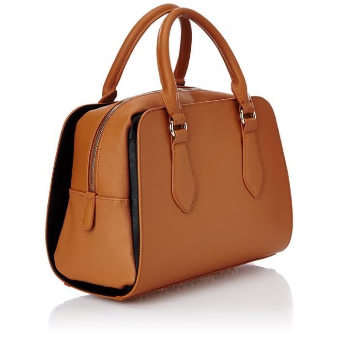Sac bowling - Christian Lacroix - Eternity 8 - Imitation cuir Saffiano - Marron - Bandoulière amovible