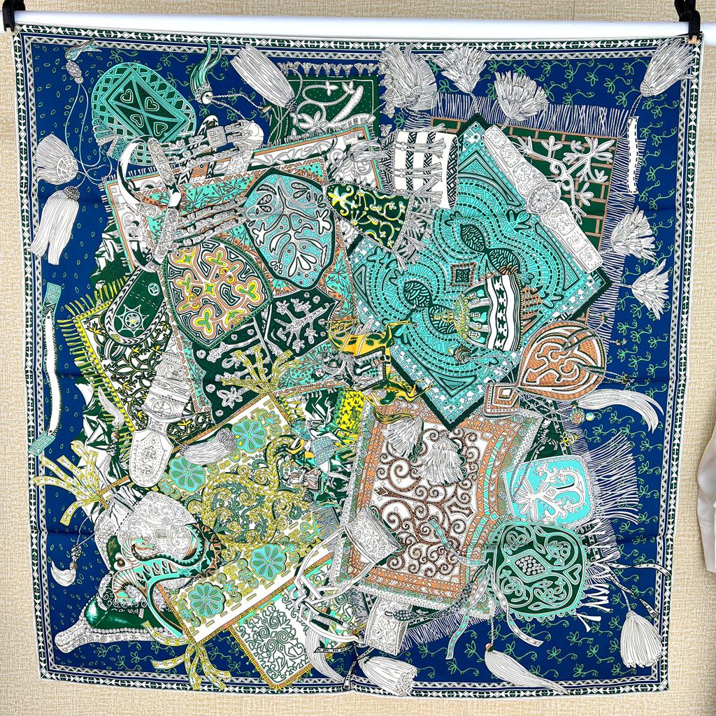 Шелковый твиловый шарф Silk Road в черно-белом французском стиле для весны/лета