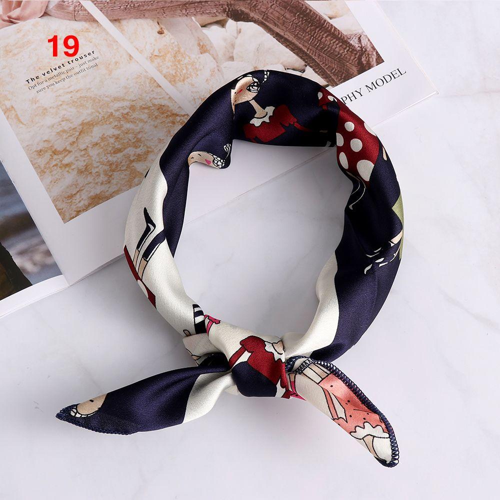 Vintage Wrist Wrap Head-Neck Tie Hair Band Silk Feel Satin Bandana Women Square Scarf Handkerchief