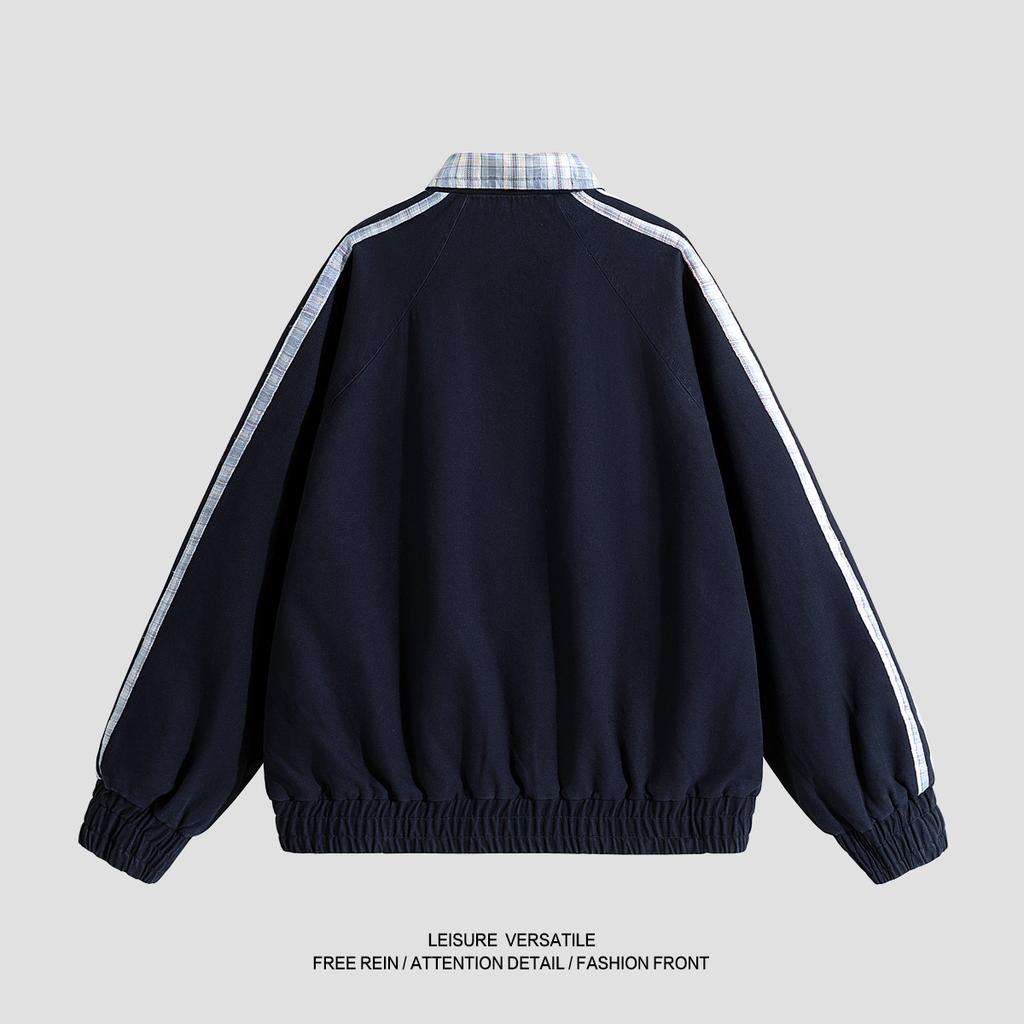 Minimalist Pure Cotton Jacket Men's 2026 Jacket Striped Reversible Wear Casual Men's Lapel Spring Autumn Men's Clothes Breathable Work Casual Jacket