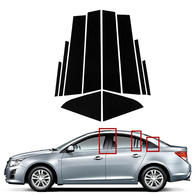 10 шт./комплект Черные Глянцевые Накладки на Стойки Окна Двери для Chevrolet Cruze 2011-2015