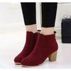 Осень и зима новые ботильоны с круглым носком и боковой молнией на высоком каблуке женские большого размера замшевые ботинки Мартина на толстом каблуке